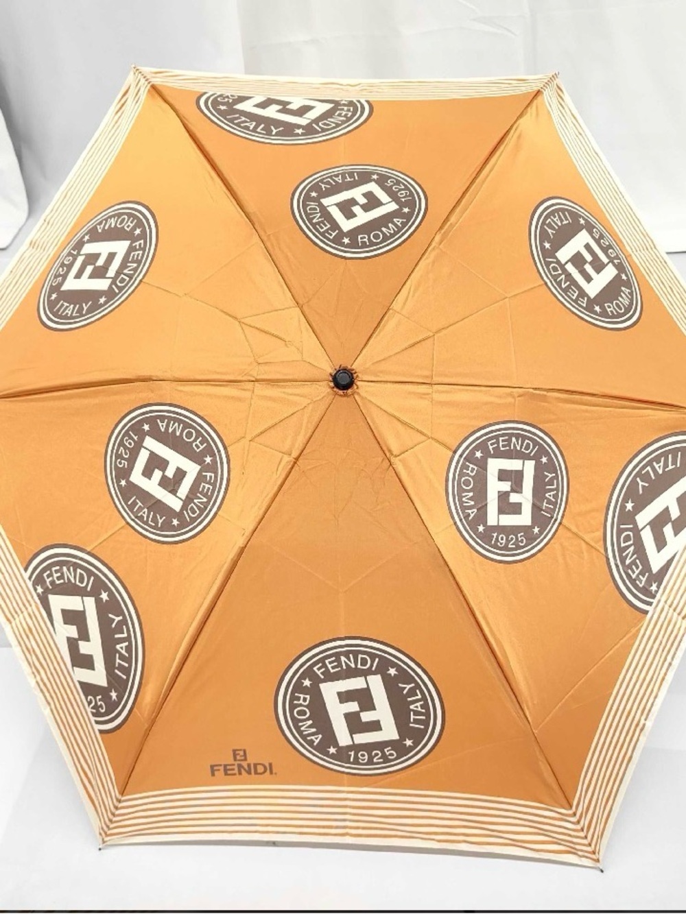Fendi Orange & Brown Logo Umbrella